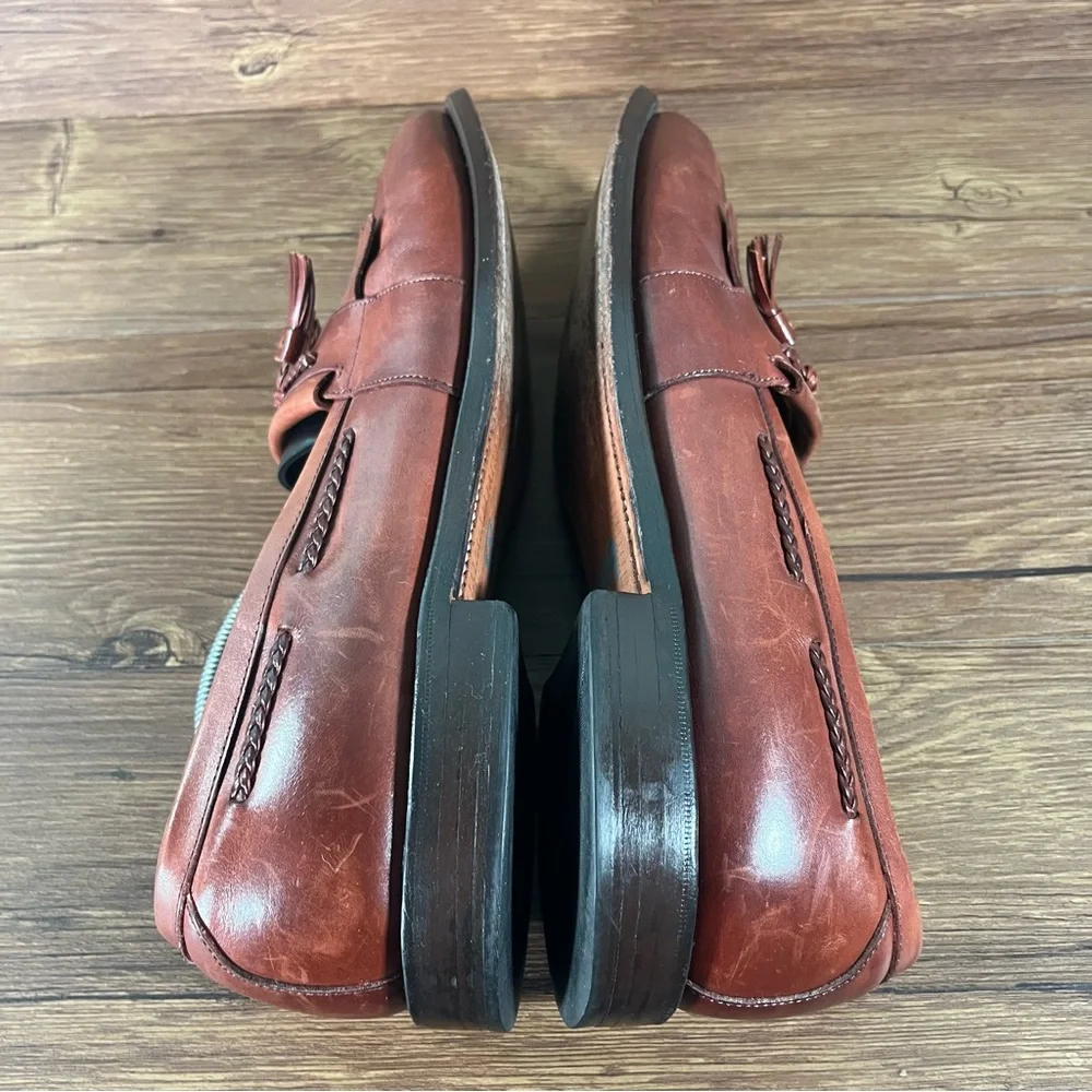 Allen Edmonds Brown Woven Leather Tassel Loafers